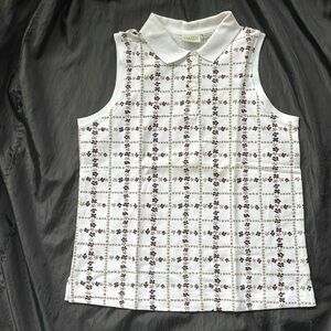 Vintage sleeveless floral polo size Petite Small